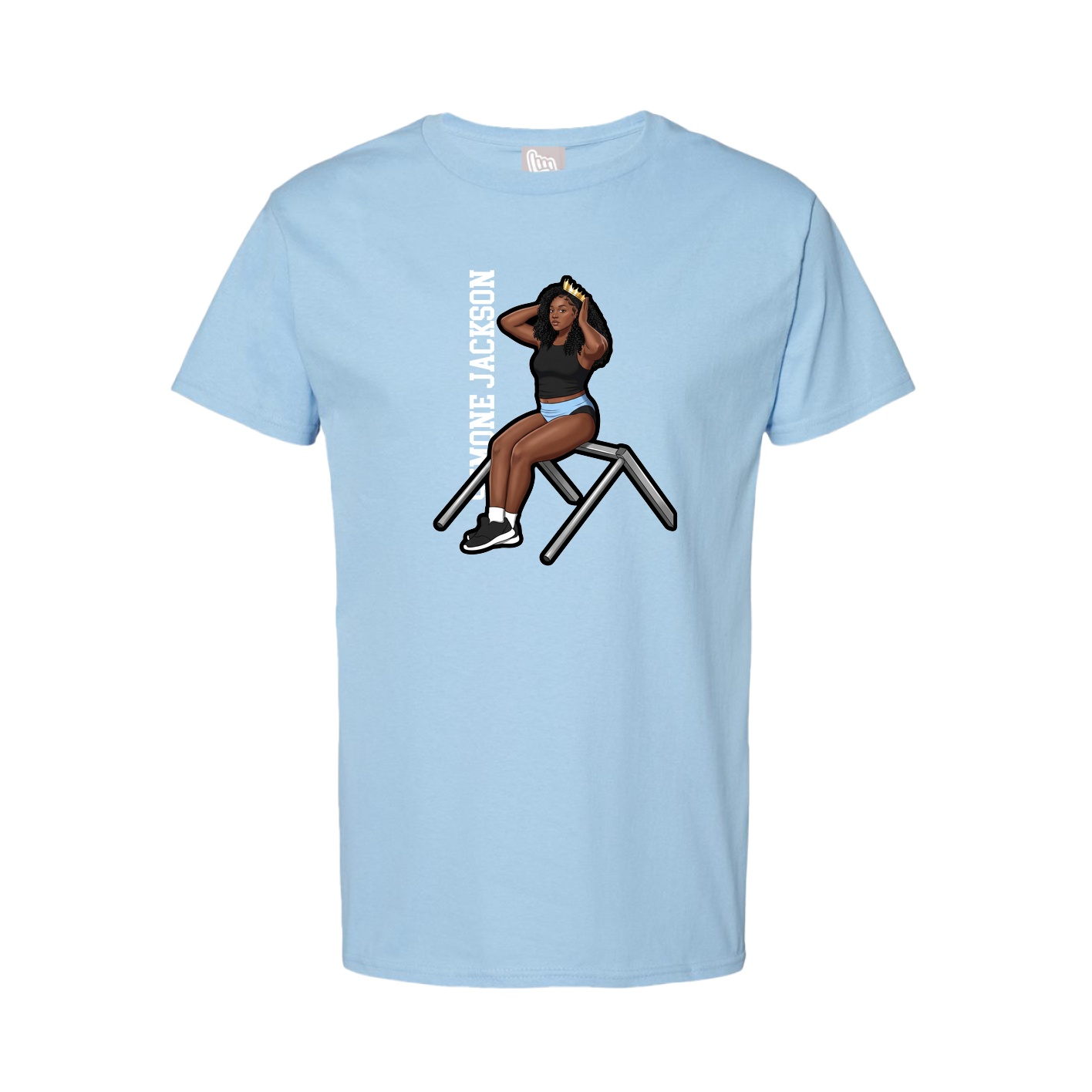 Tee — Name Vertical in Light Blue