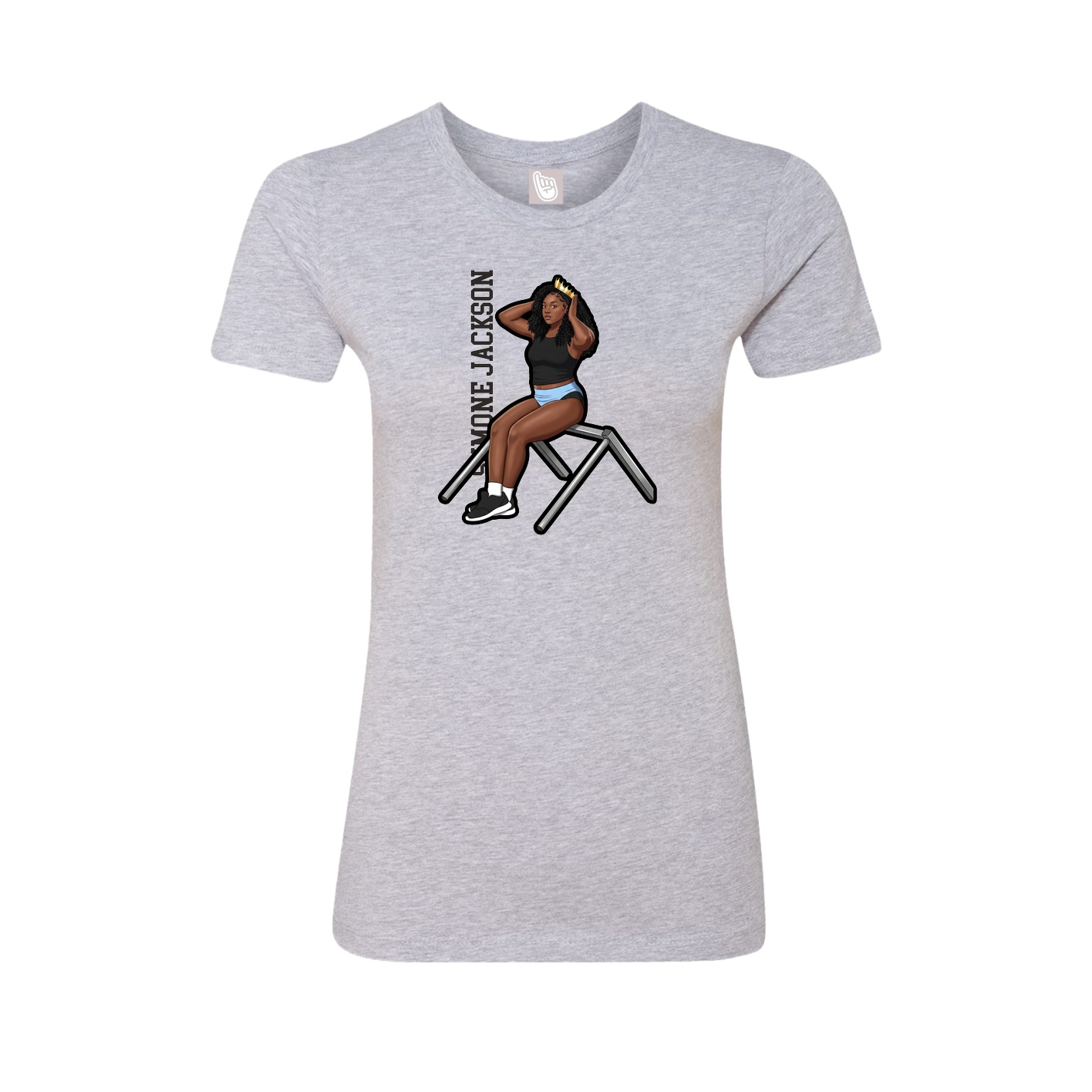 Fitted Women's Tee — Name Vertical in Grey