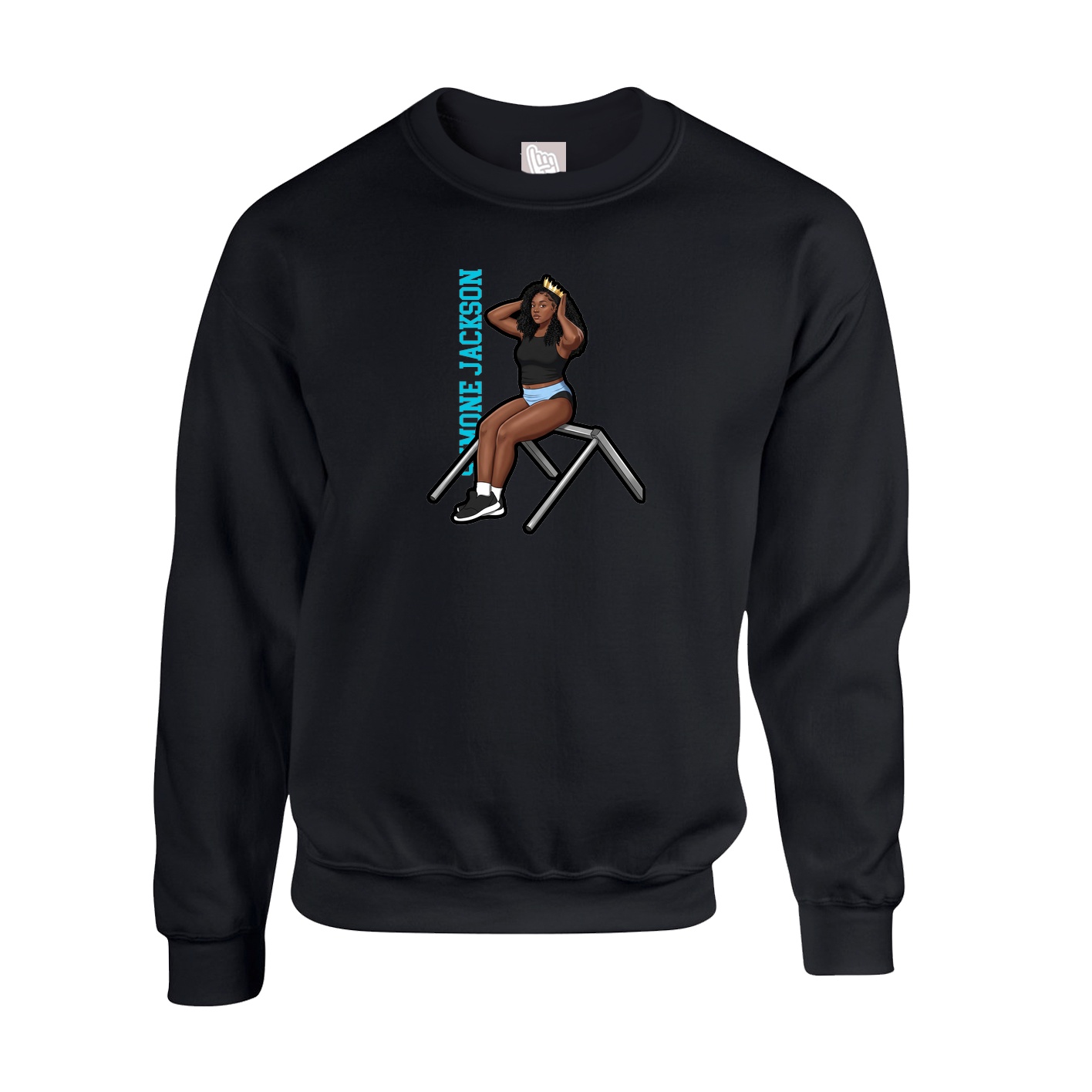 Fleece Crew — Name Vertical in Black