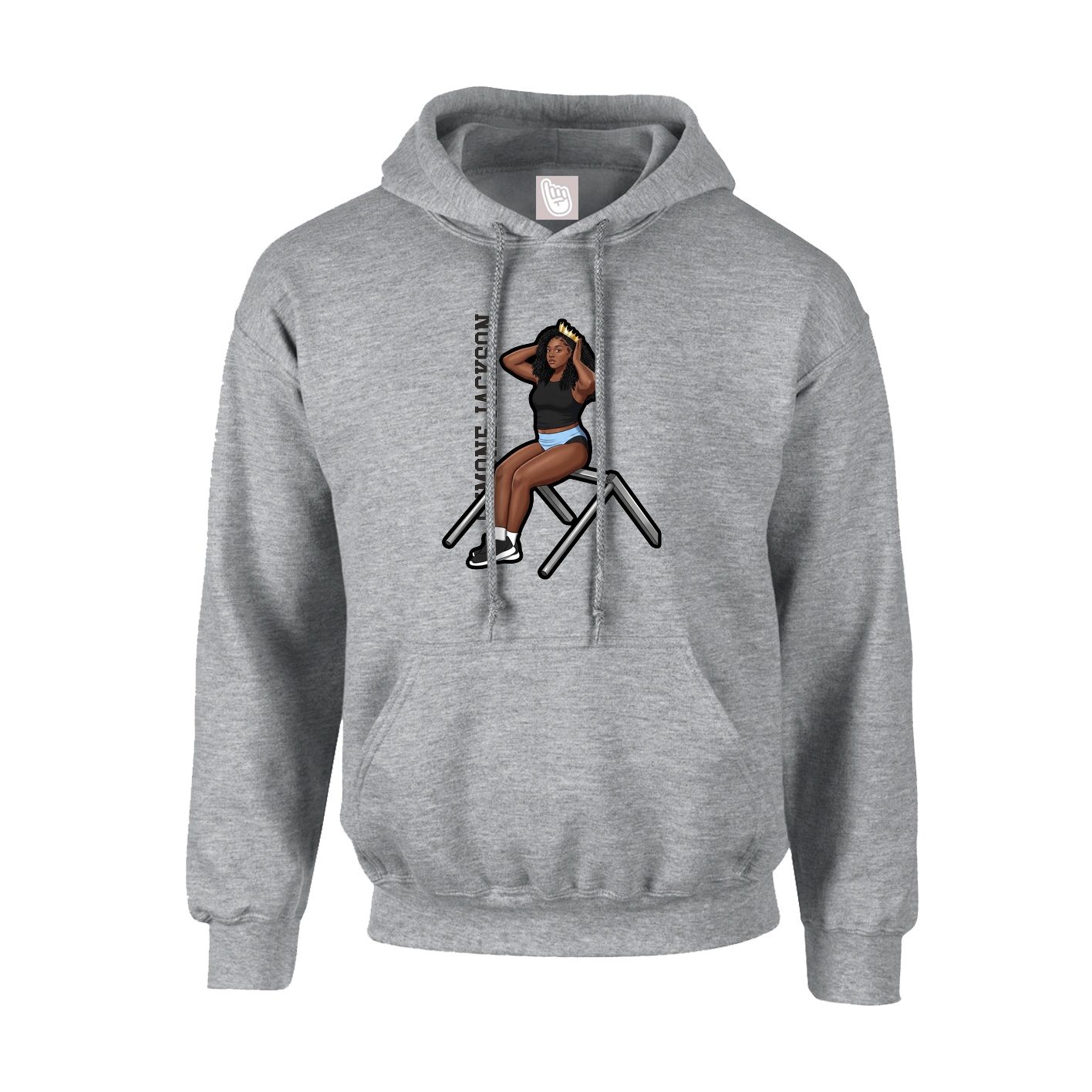 Youth Hoodie — Name Vertical in Grey