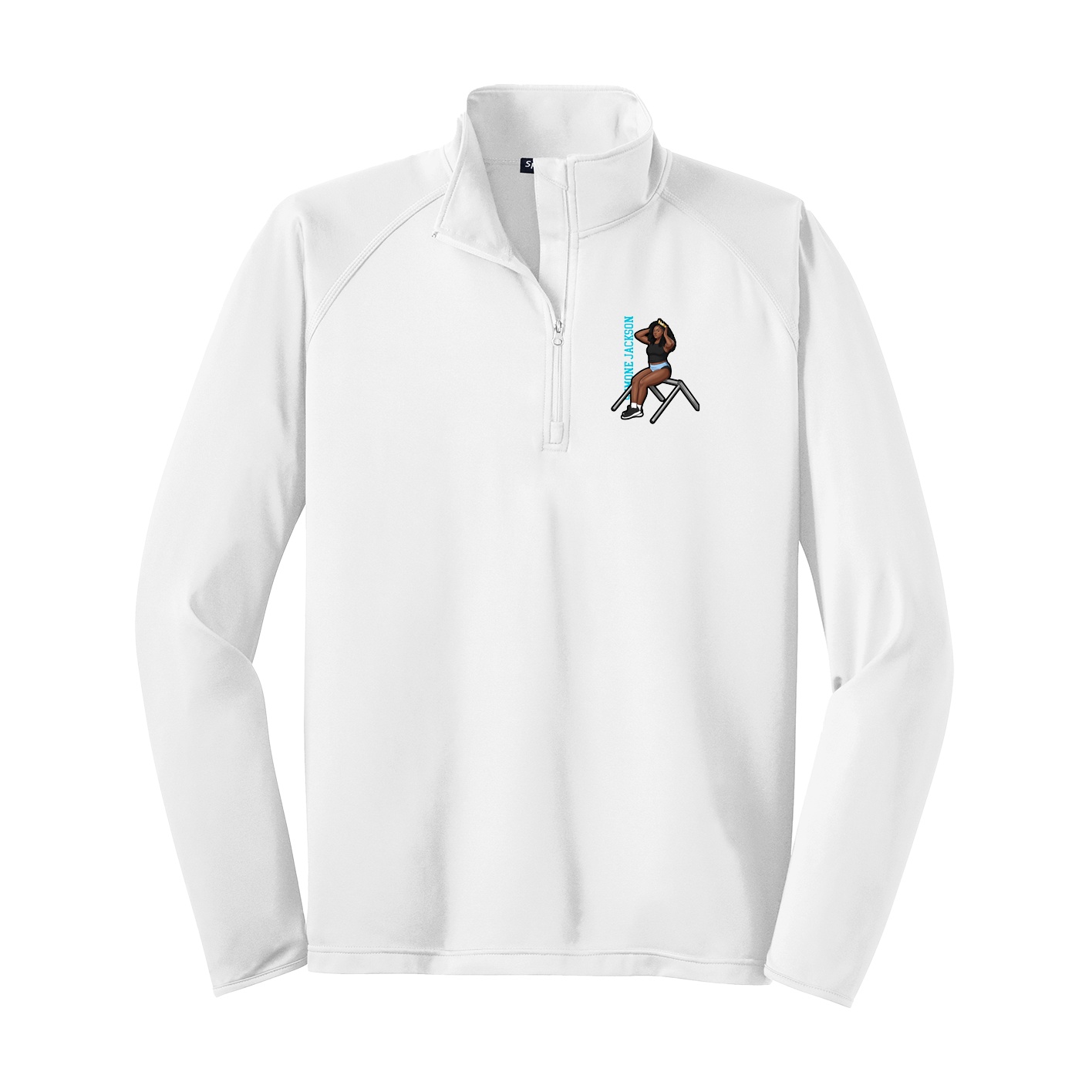 Q-Zip Pullover — Name Vertical in White