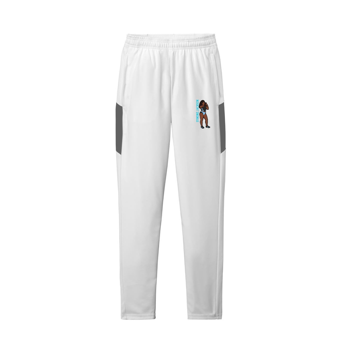 Team Travel Pant — Name Vertical in White/Grey