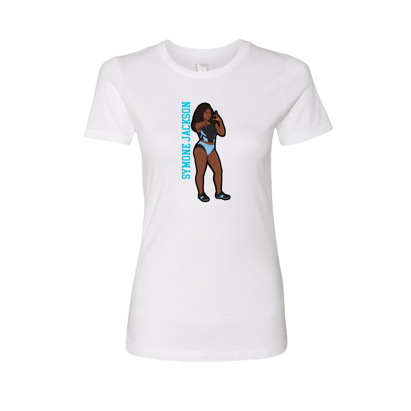 Fitted Women's Tee — Name Vertical in White