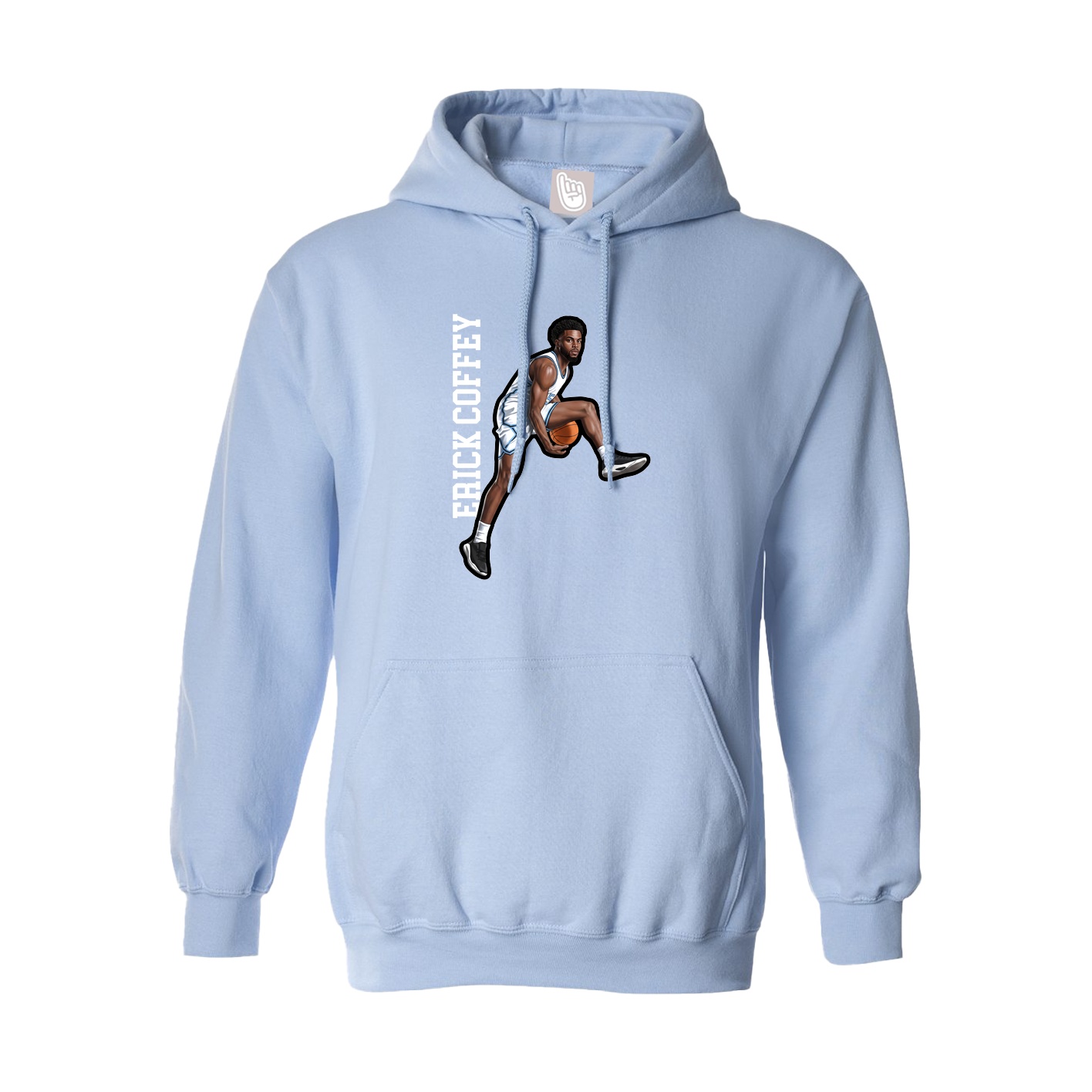 Hoodie — Name Vertical in Light Blue