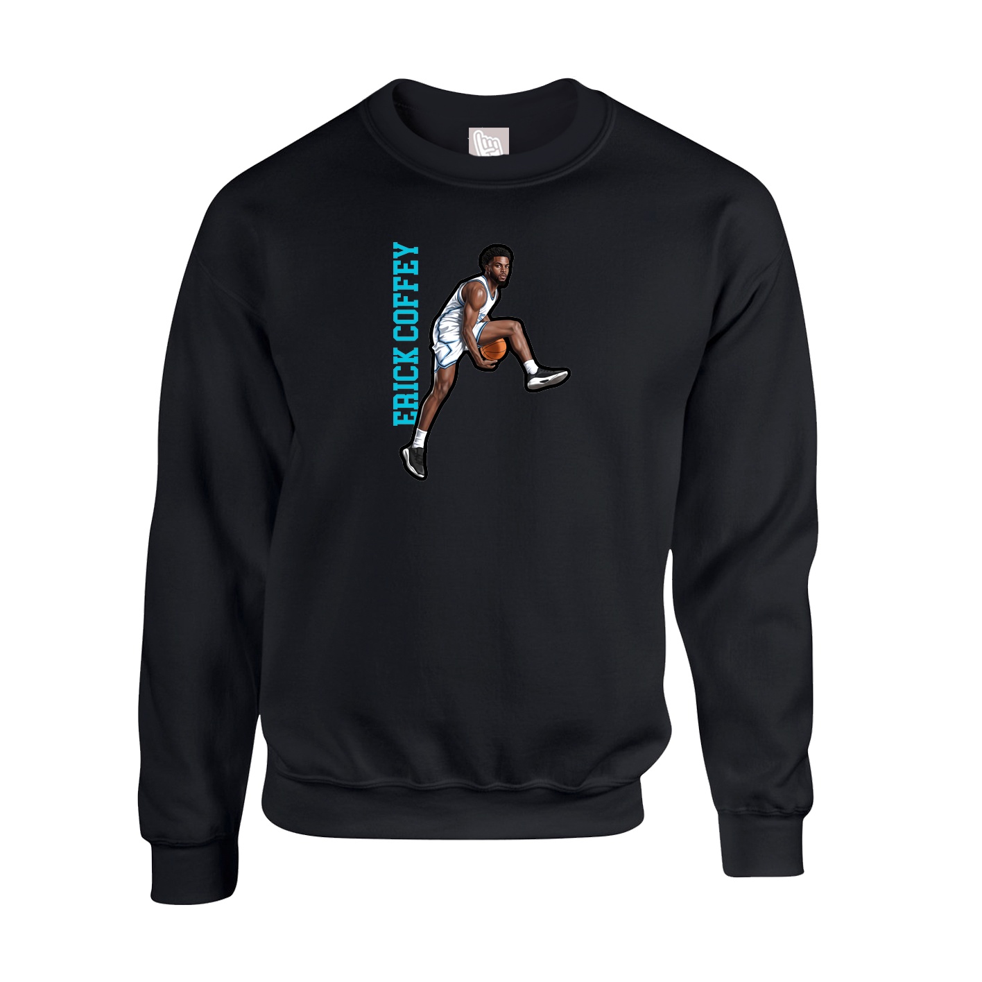 Fleece Crew — Name Vertical in Black