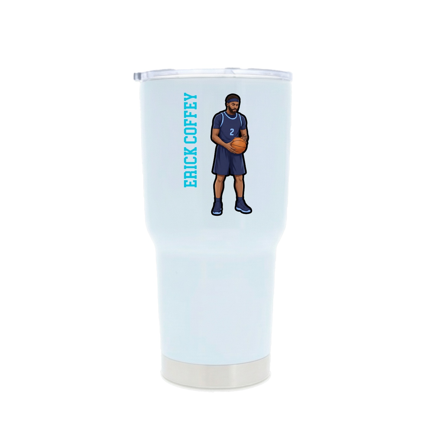 30oz Stainless Steel Tumbler — Name Vertical in White