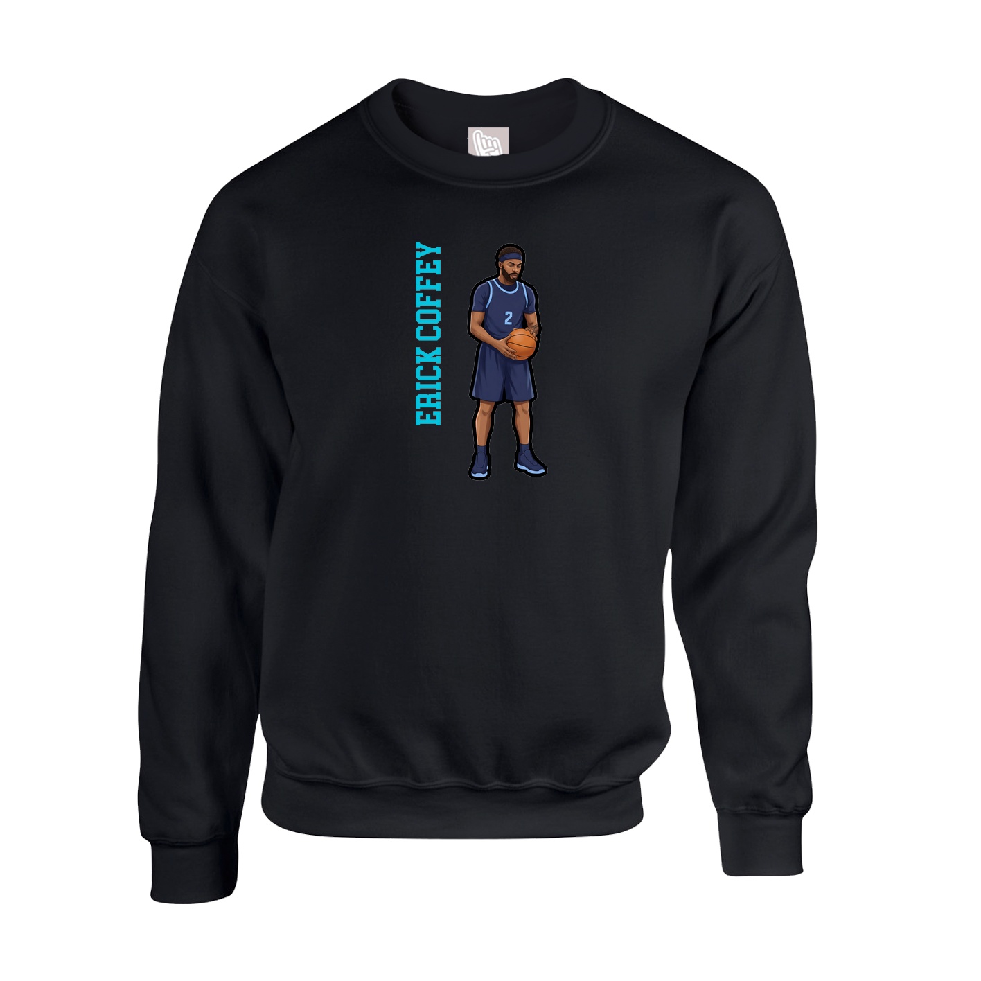 Fleece Crew — Name Vertical in Black