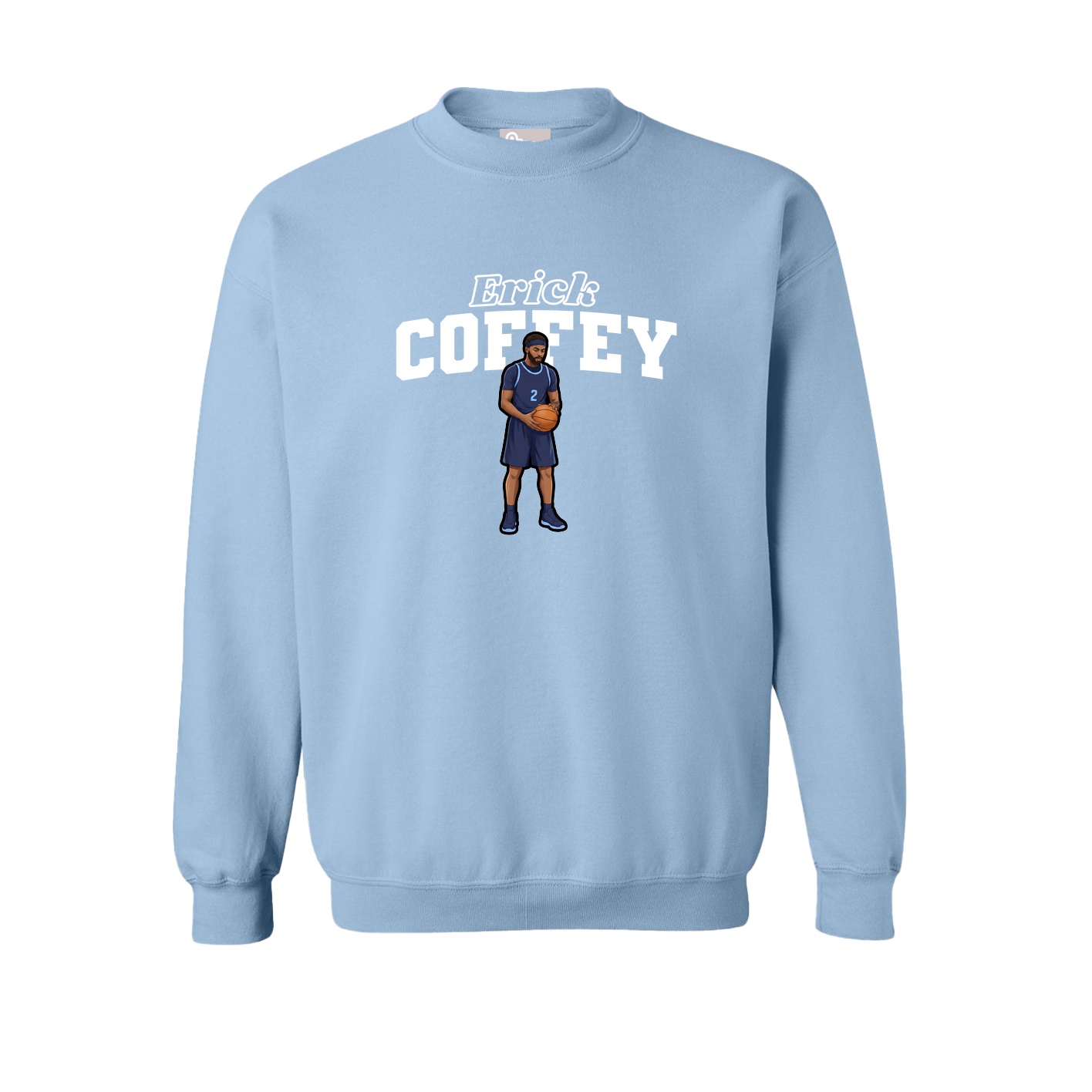 Fleece Crew — Name Arch in Light Blue