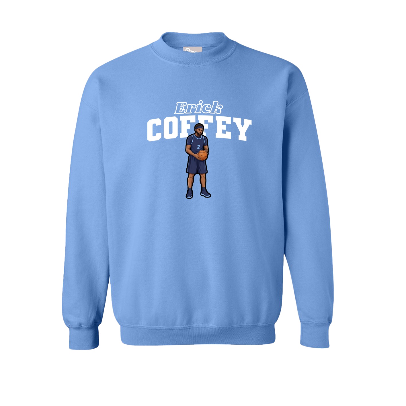 Fleece Crew — Name Arch in Powder Blue
