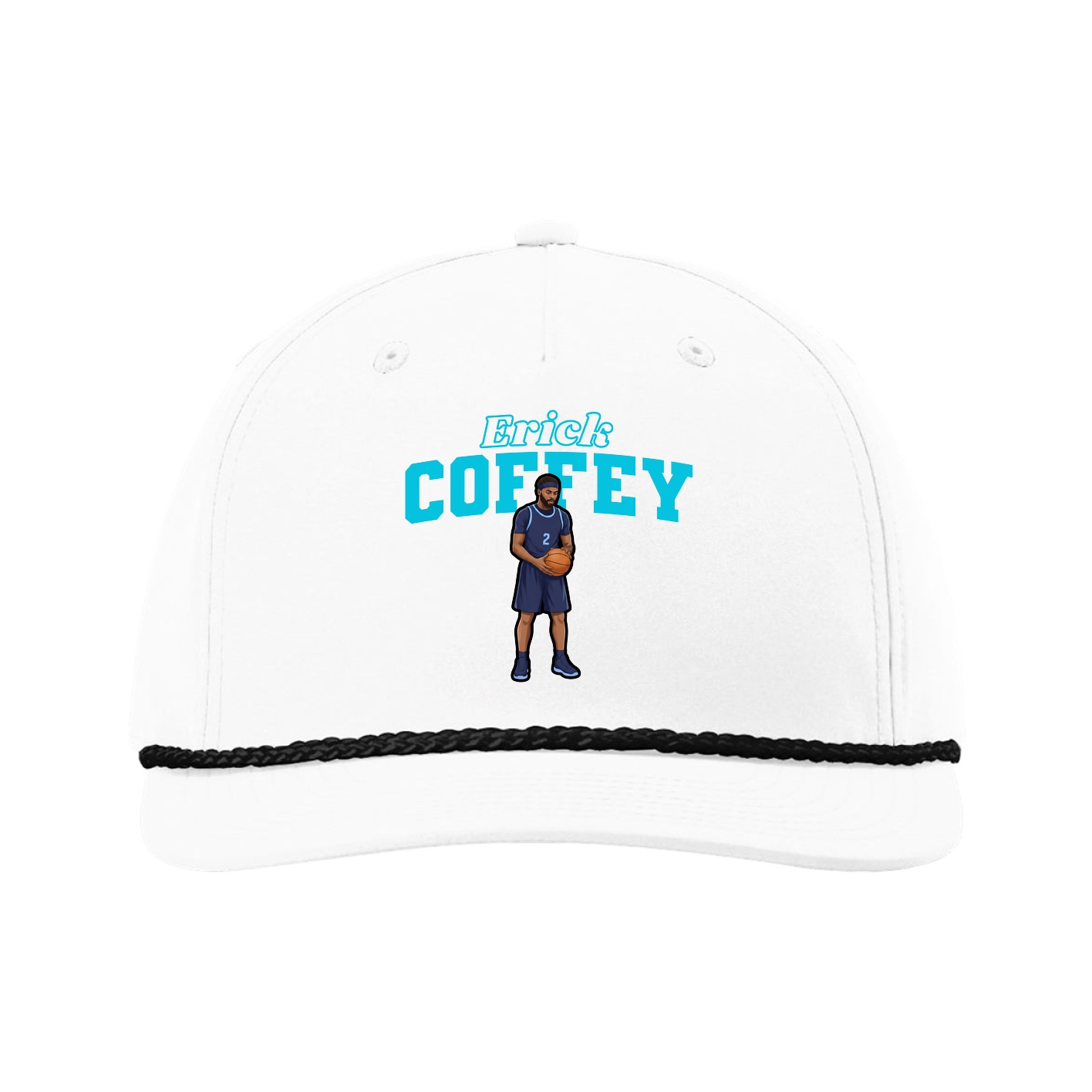 Five-Panel Classic Rope Cap — Name Arch in White