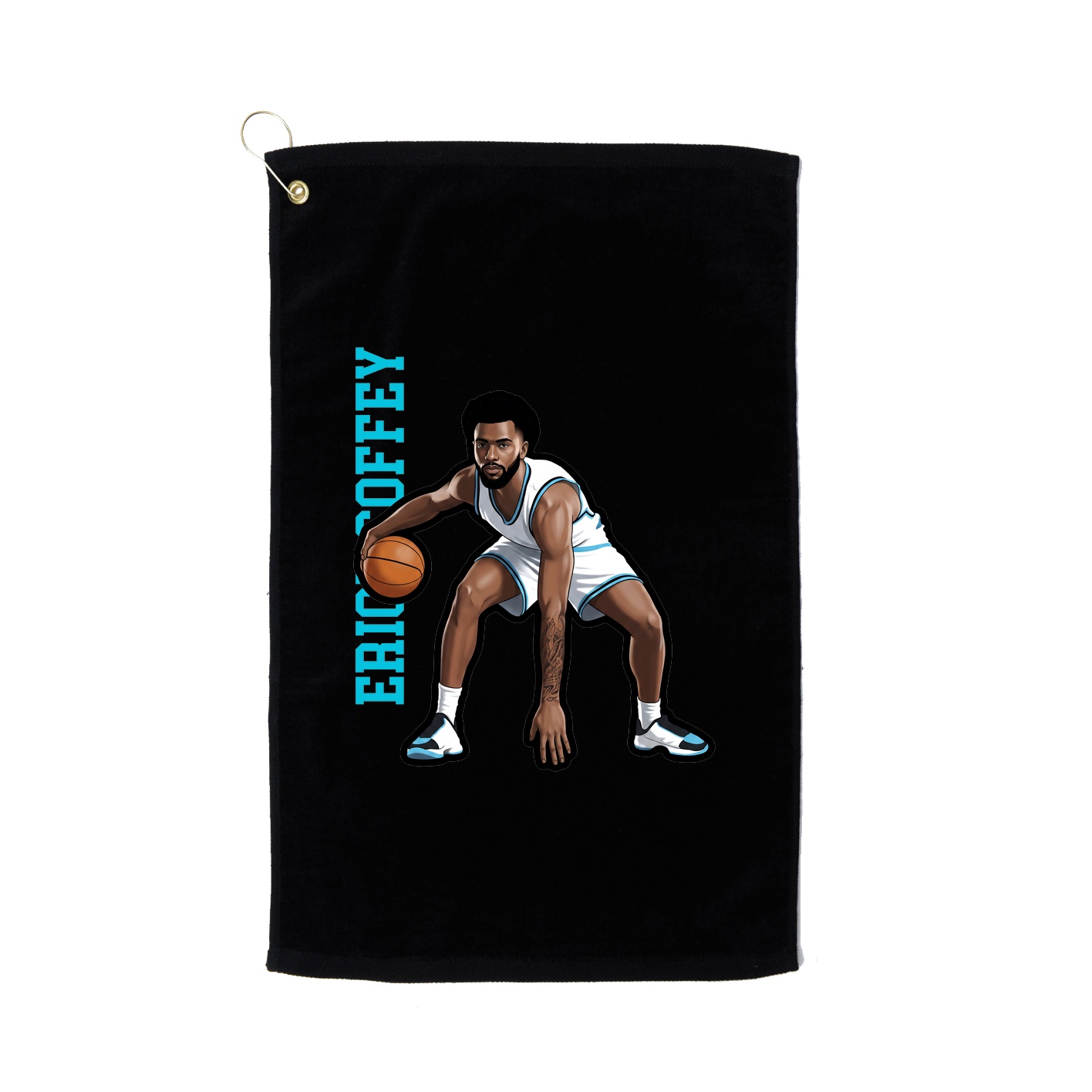 Golf Towel — Name Vertical in Black