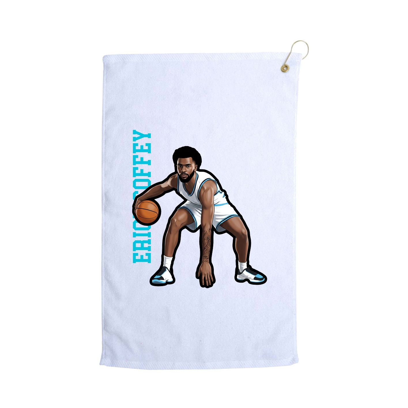 Golf Towel — Name Vertical in White