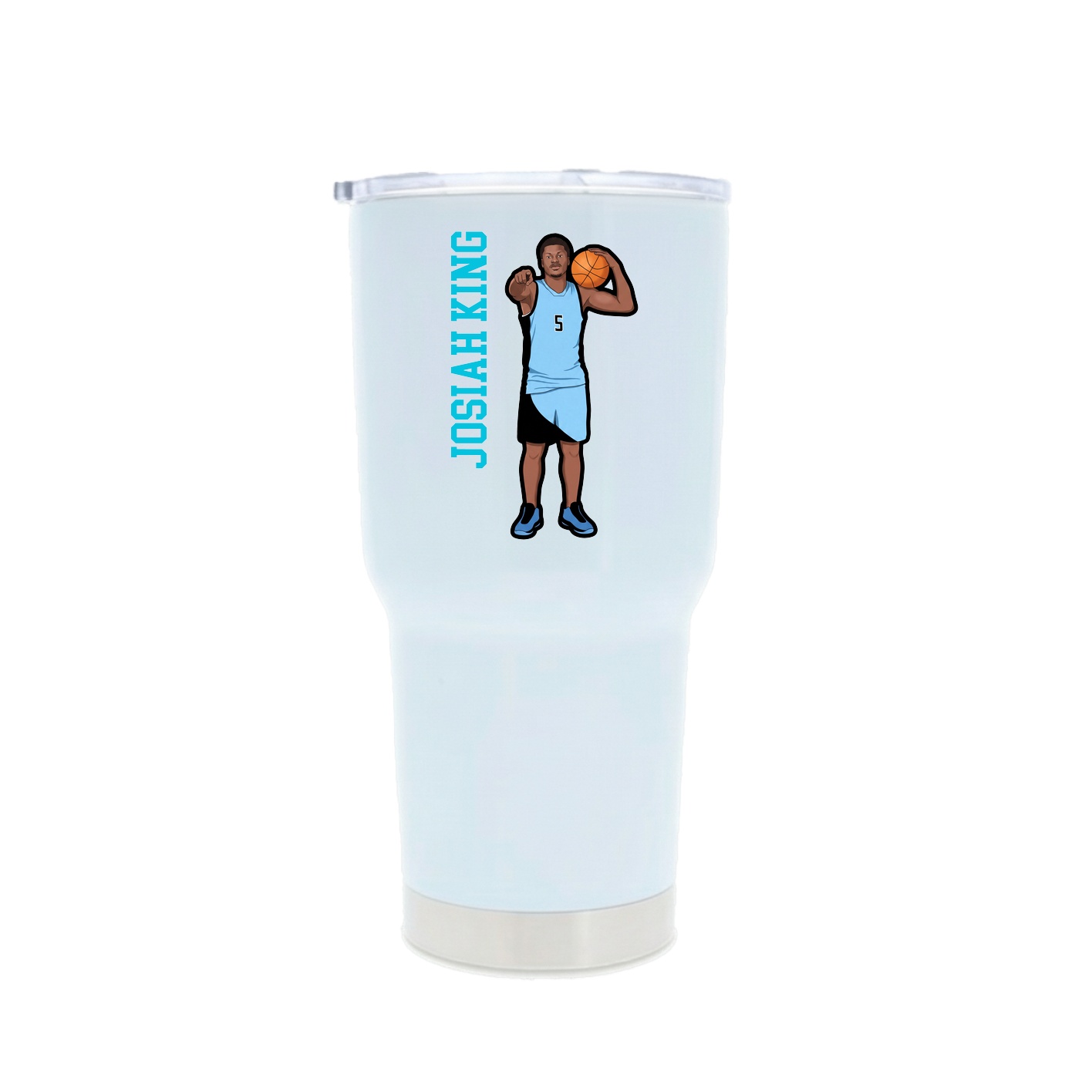 30oz Stainless Steel Tumbler — Name Vertical in White