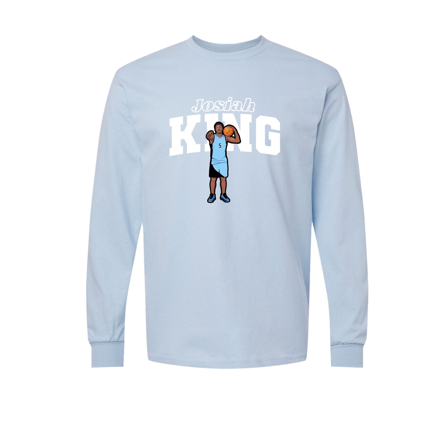 Long Sleeve Tee — Name Arch in Light Blue