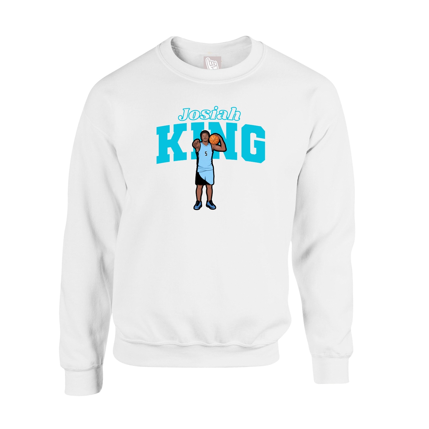 Fleece Crew — Name Arch in White