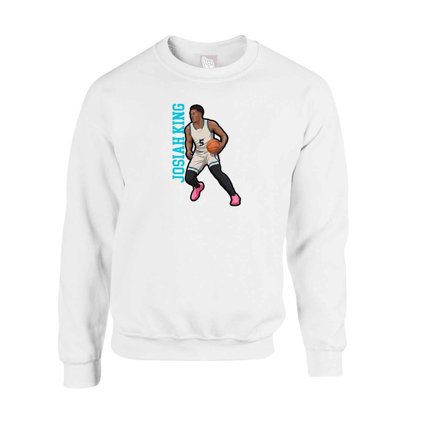 Fleece Crew — Name Vertical in White