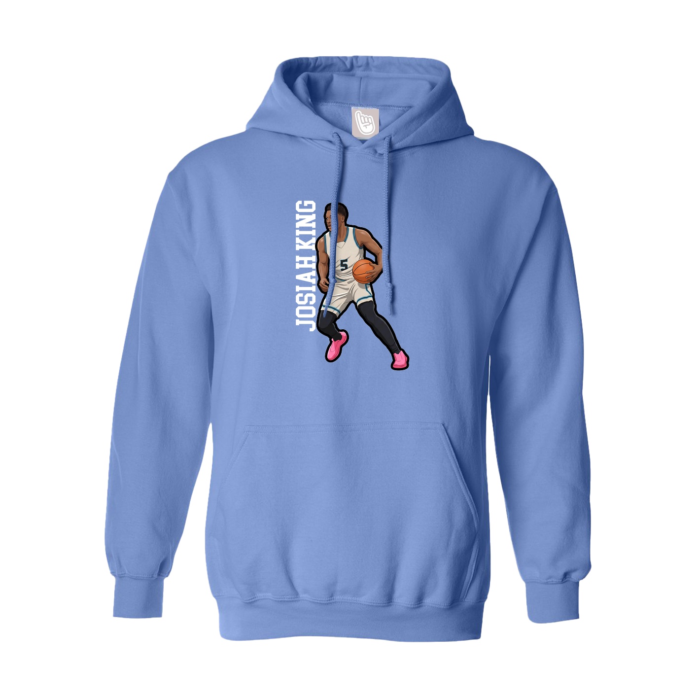 Youth Hoodie — Name Vertical in Powder Blue