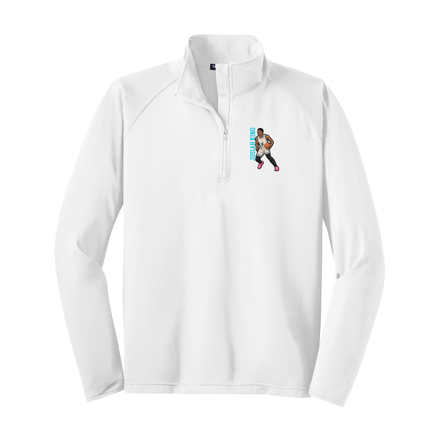 Q-Zip Pullover — Name Vertical in White