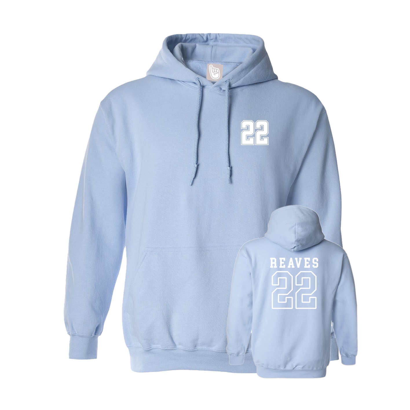 Hoodie — Chest Back in Light Blue