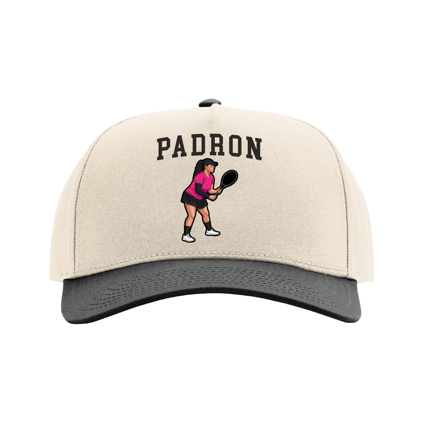 Full Fabric Five-Panel Champ Cap — Shirsey in Cream/Black