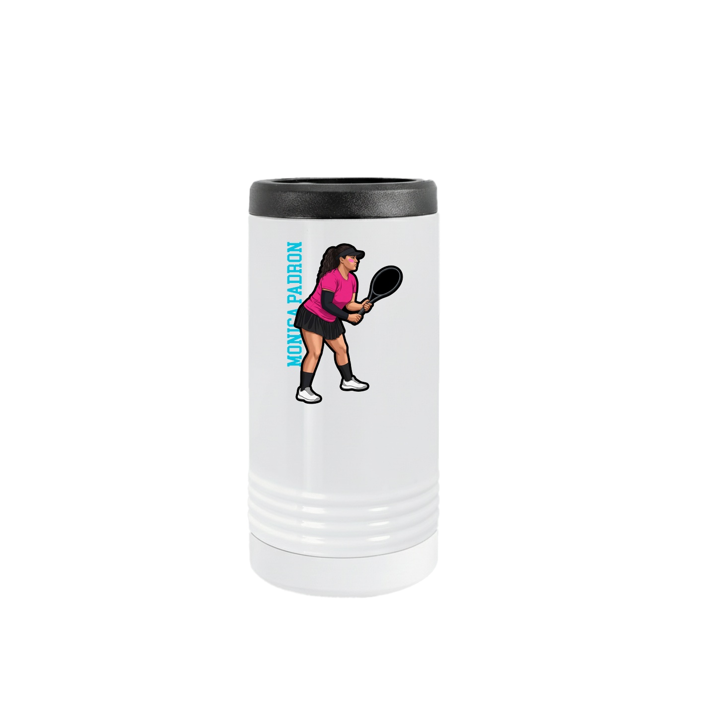 Slim Beverage Holder — Name Vertical in White