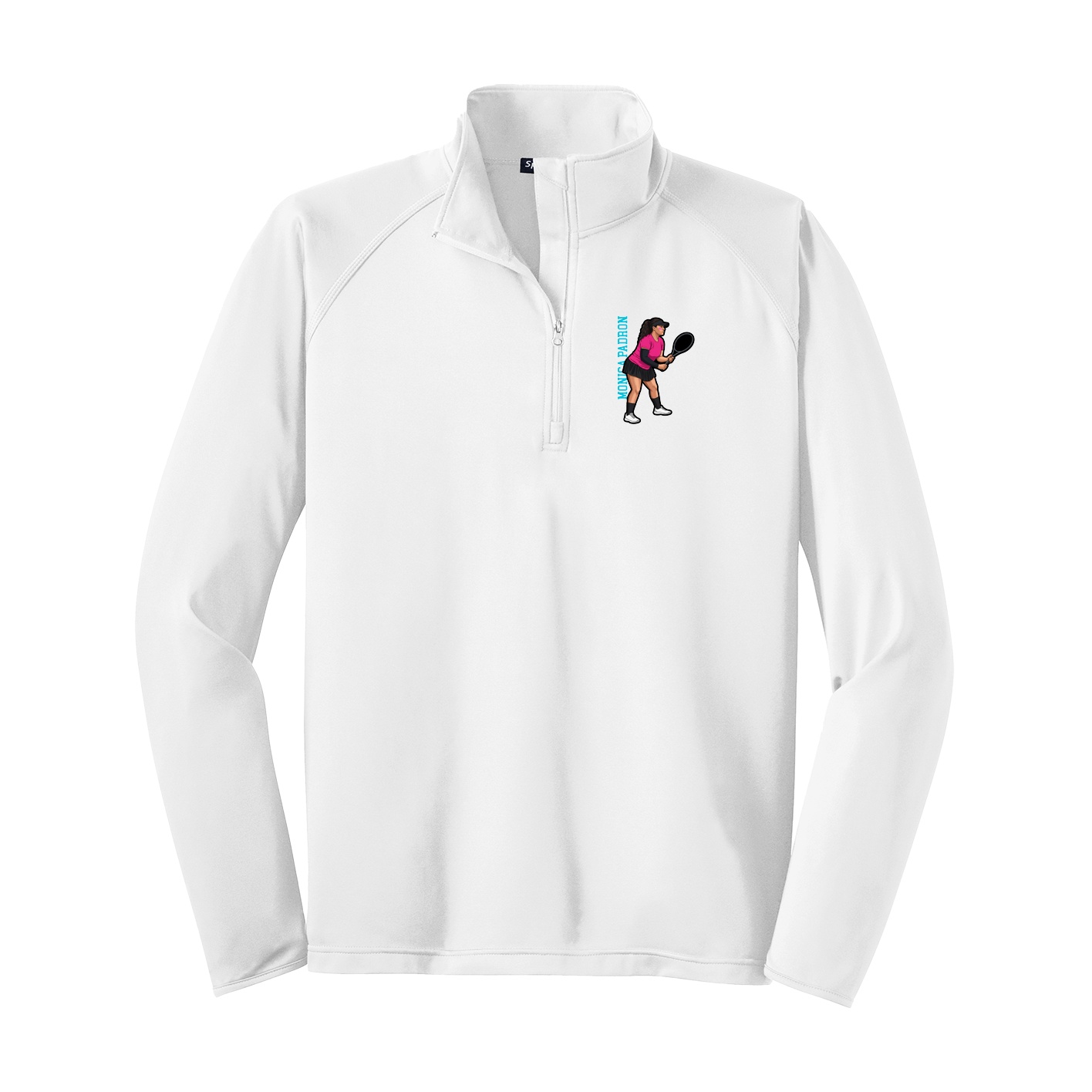 Q-Zip Pullover — Name Vertical in White