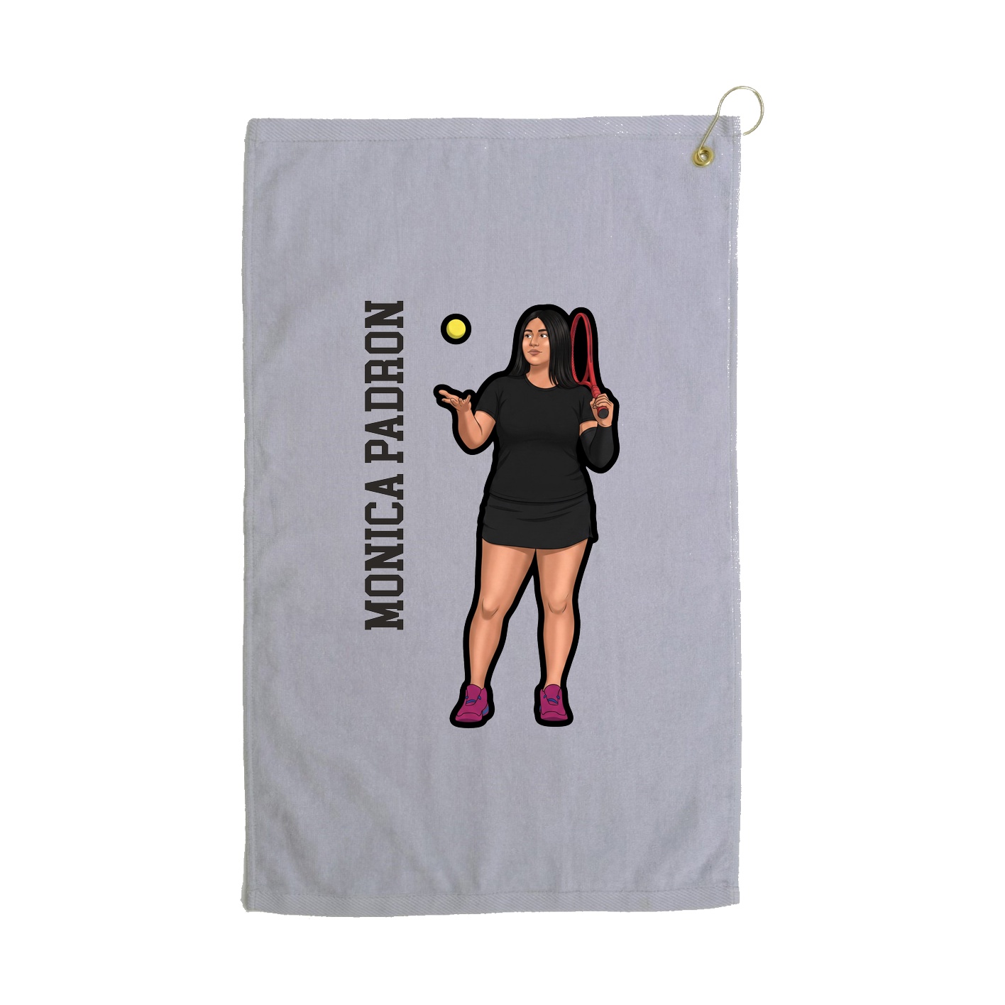 Golf Towel — Name Vertical in Grey