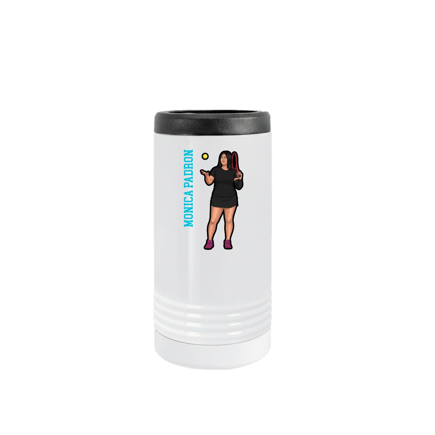 Slim Beverage Holder — Name Vertical in White