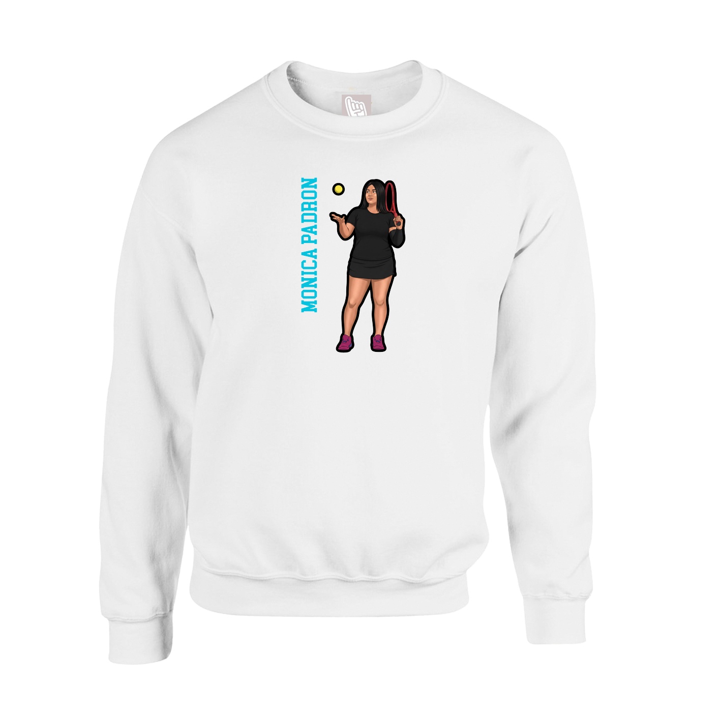 Fleece Crew — Name Vertical in White