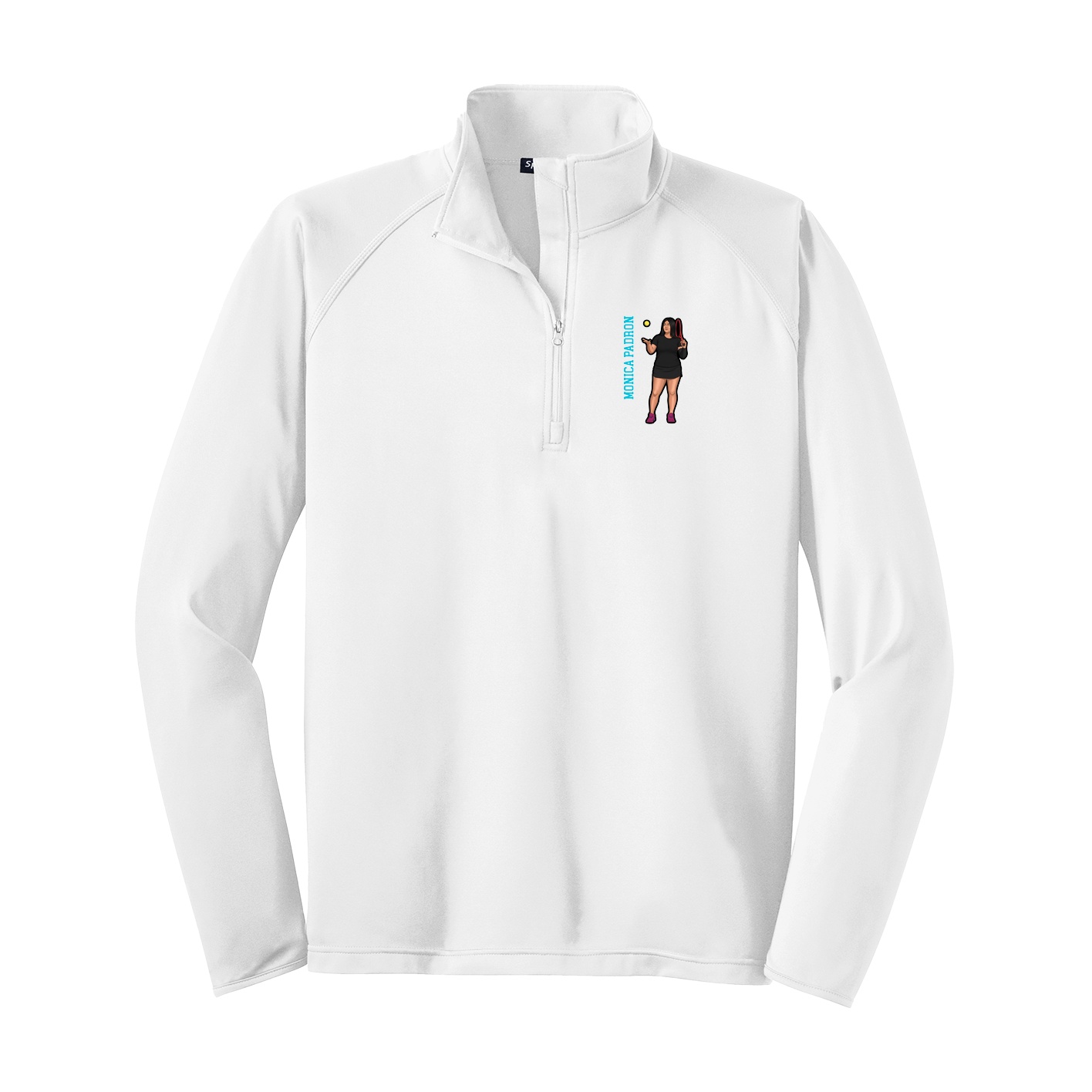 Q-Zip Pullover — Name Vertical in White