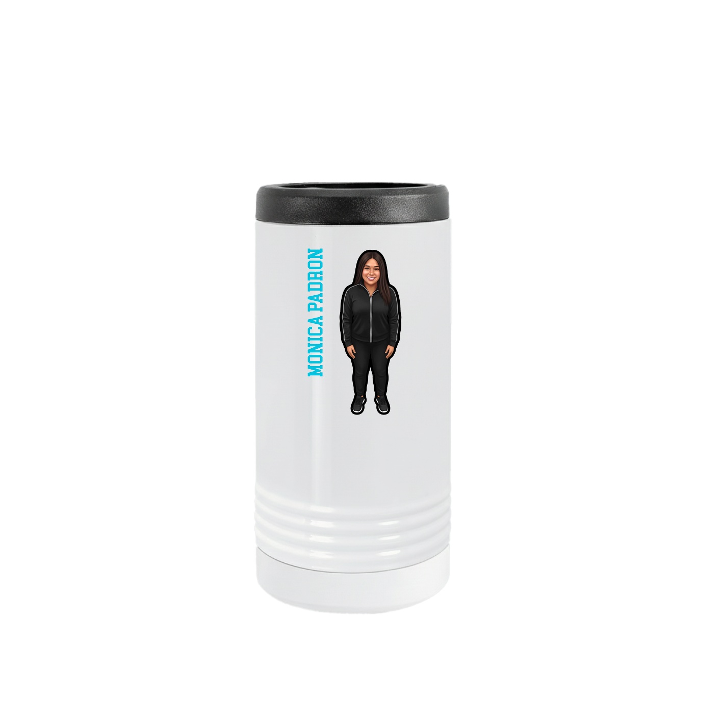 Slim Beverage Holder — Name Vertical in White