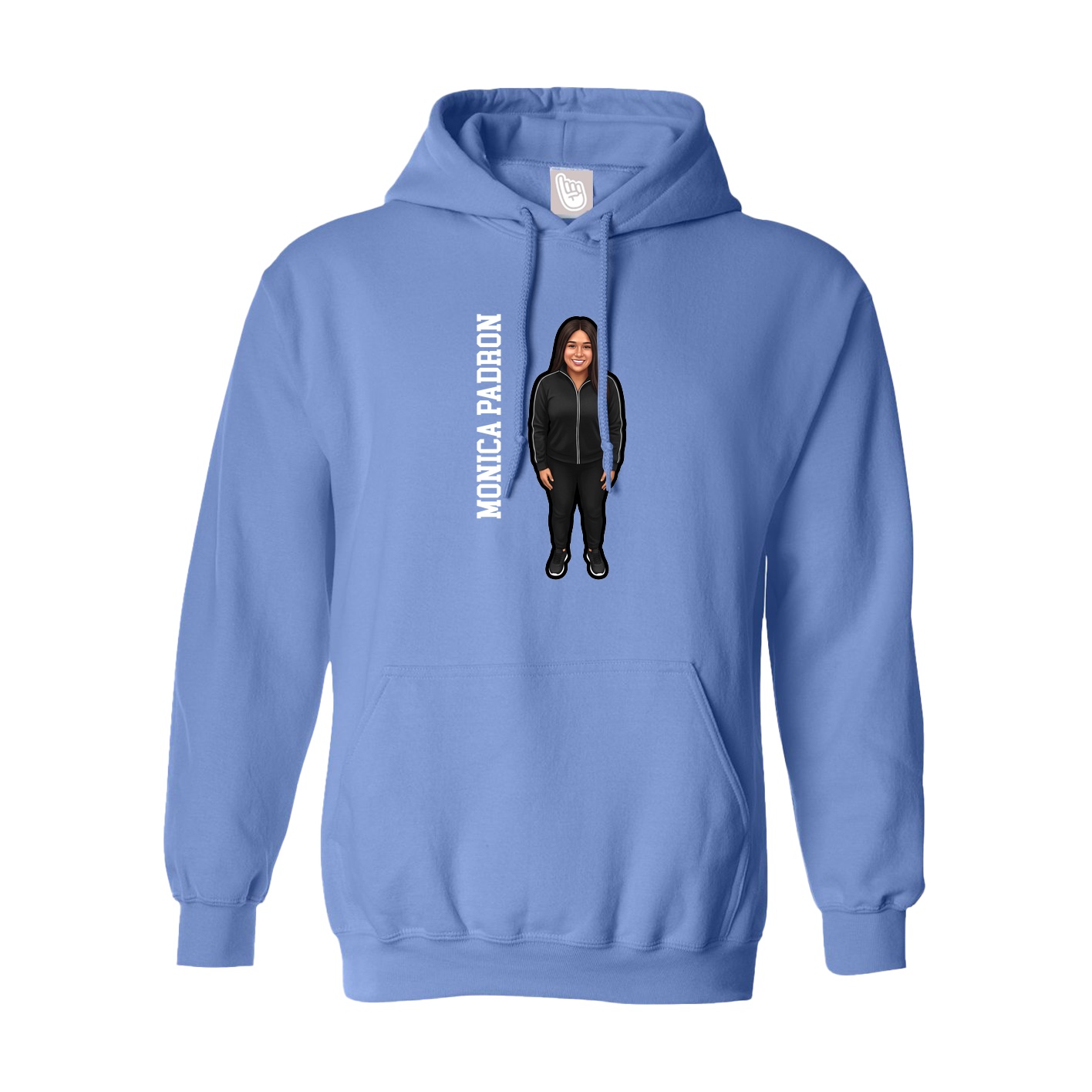 Youth Hoodie — Name Vertical in Powder Blue