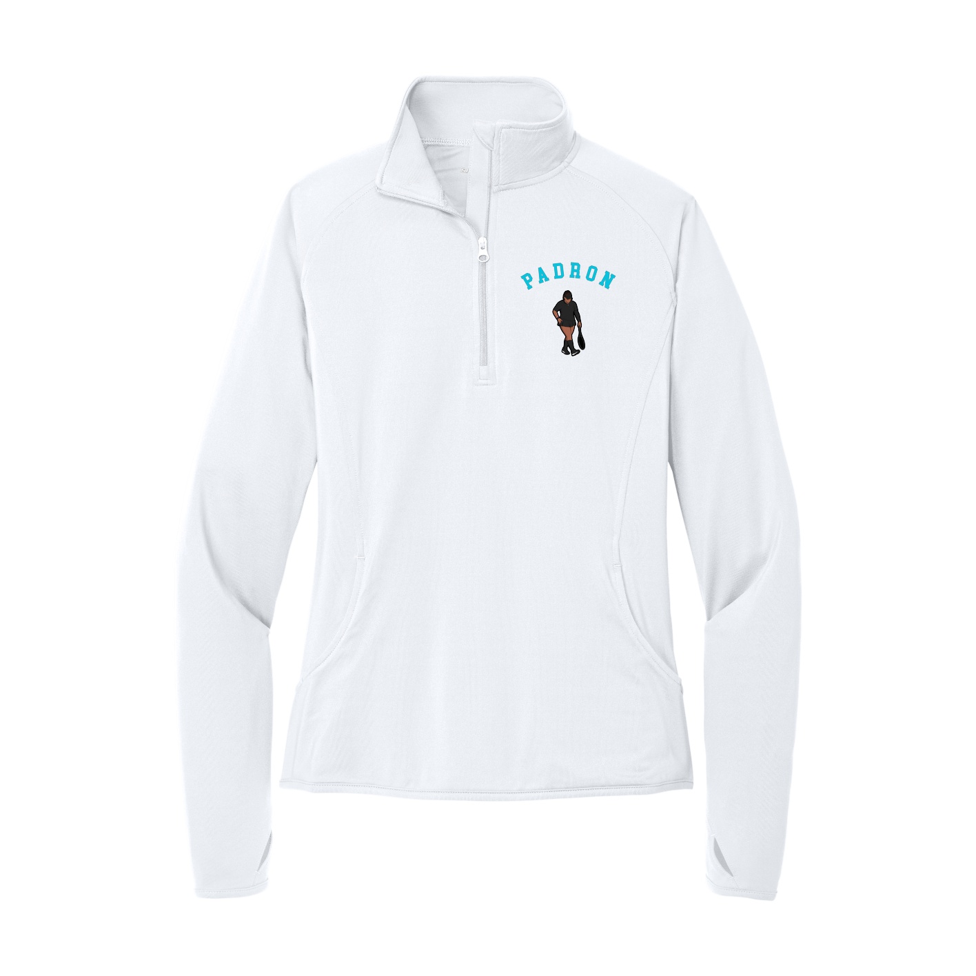 Women's Q-Zip Pullover — Shirsey Arch in White