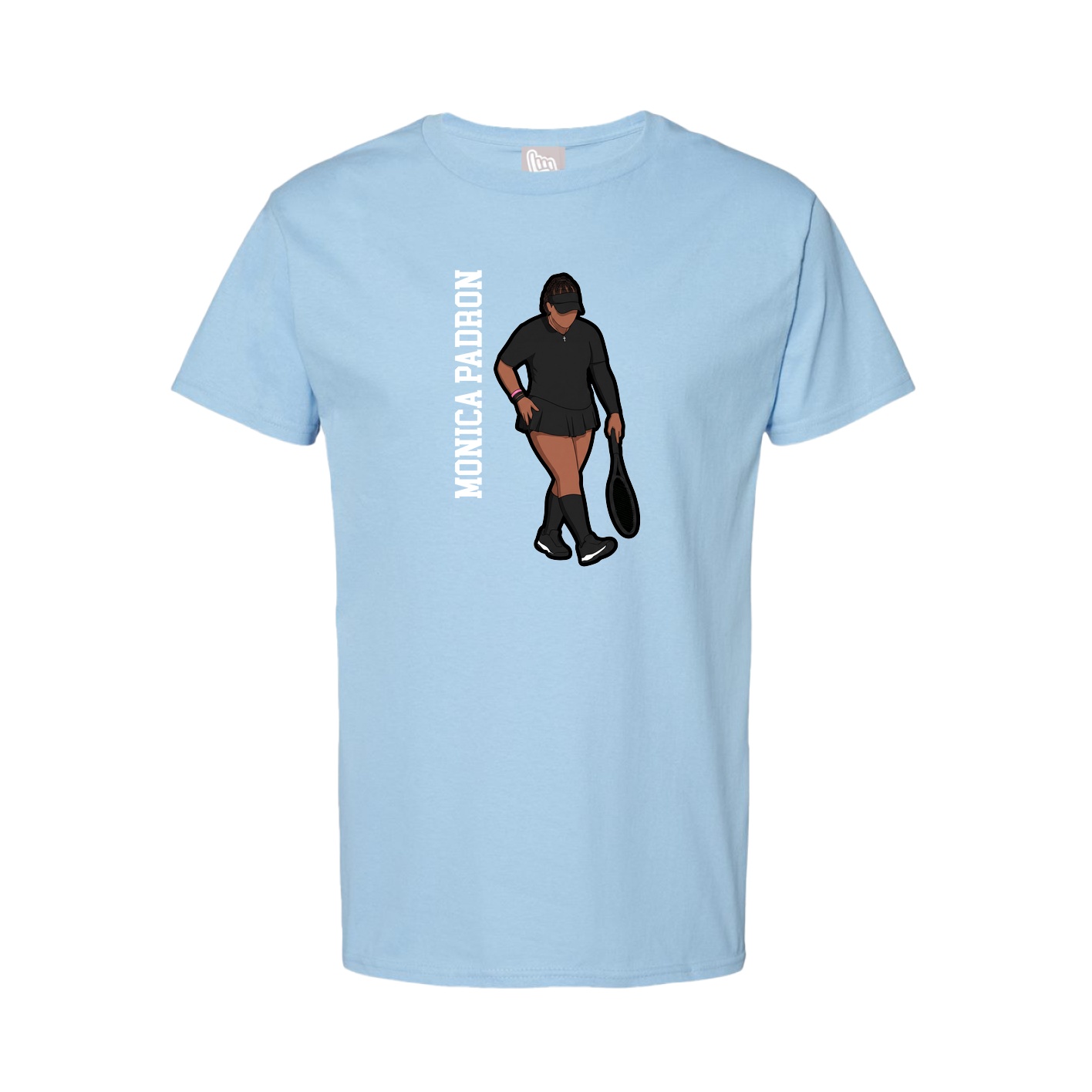 Youth Tee — Name Vertical in Light Blue