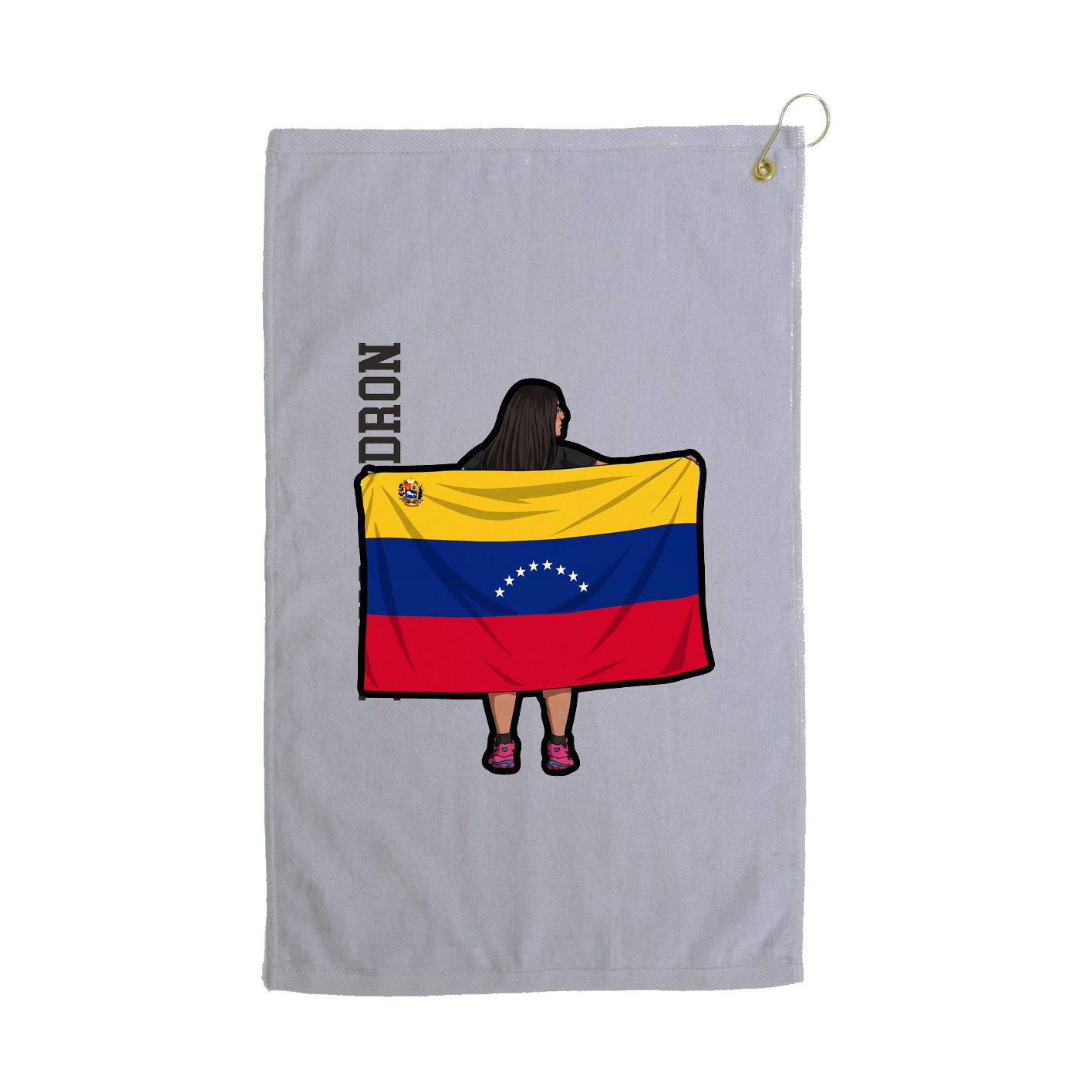 Golf Towel — Name Vertical in Grey