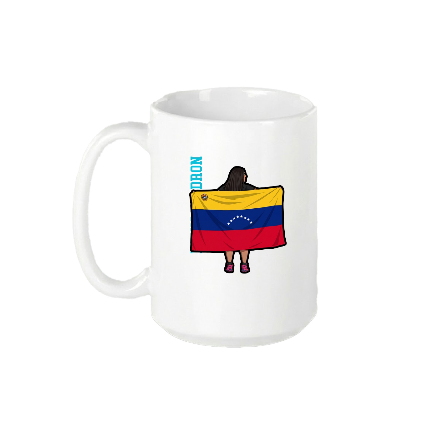 15oz Coffee Mug — Name Vertical in White