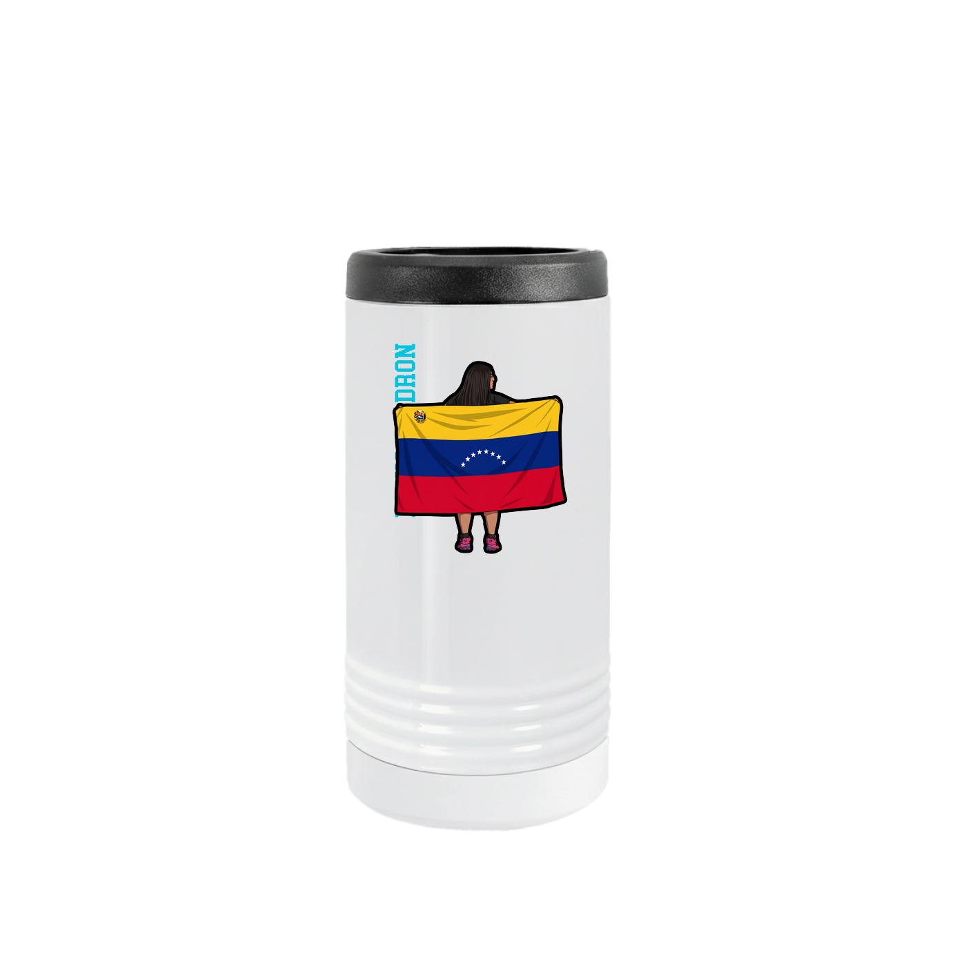 Slim Beverage Holder — Name Vertical in White