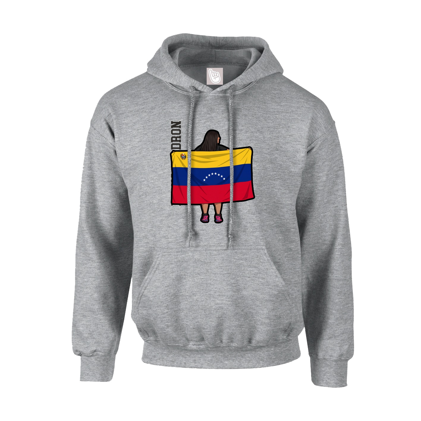 Hoodie — Name Vertical in Grey
