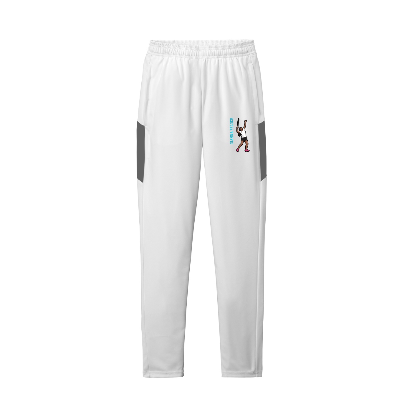 Team Travel Pant — Name Vertical in White/Grey