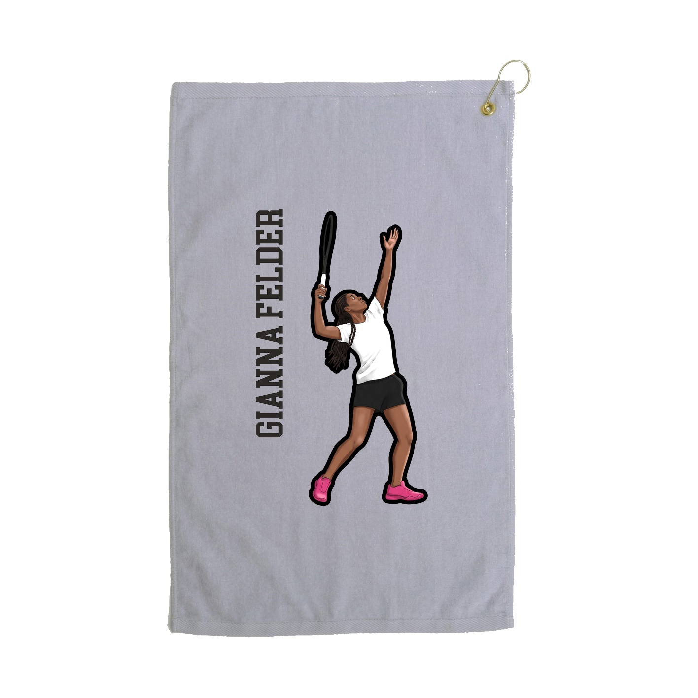 Golf Towel — Name Vertical in Grey