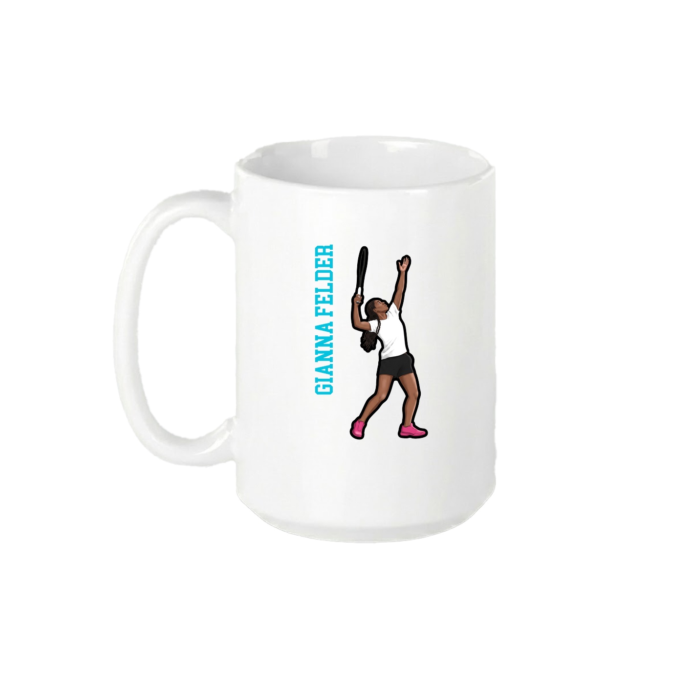 15oz Coffee Mug — Name Vertical in White