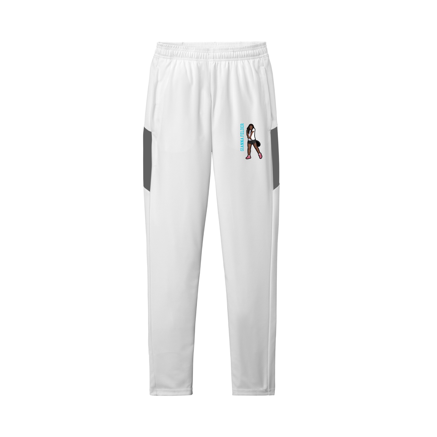 Team Travel Pant — Name Vertical in White/Grey