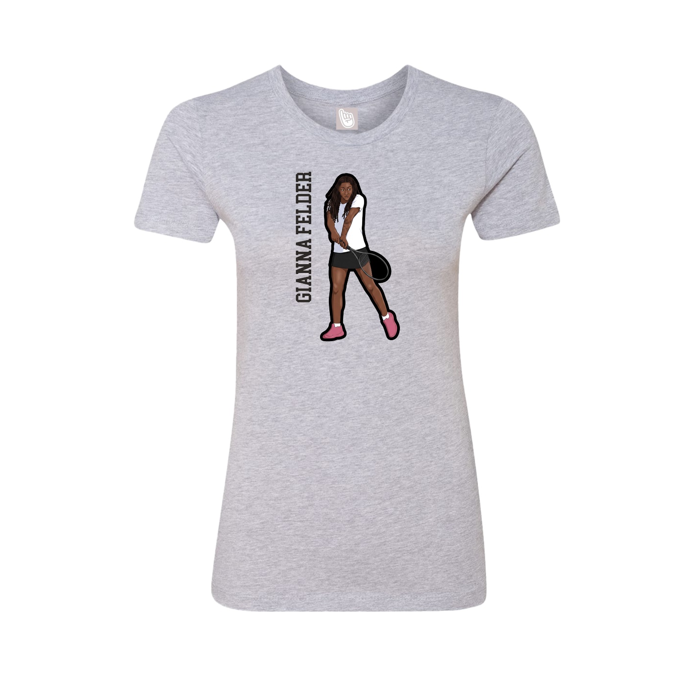 Fitted Women's Tee — Name Vertical in Grey