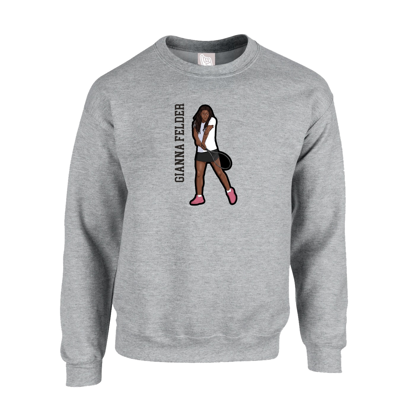 Fleece Crew — Name Vertical in Grey