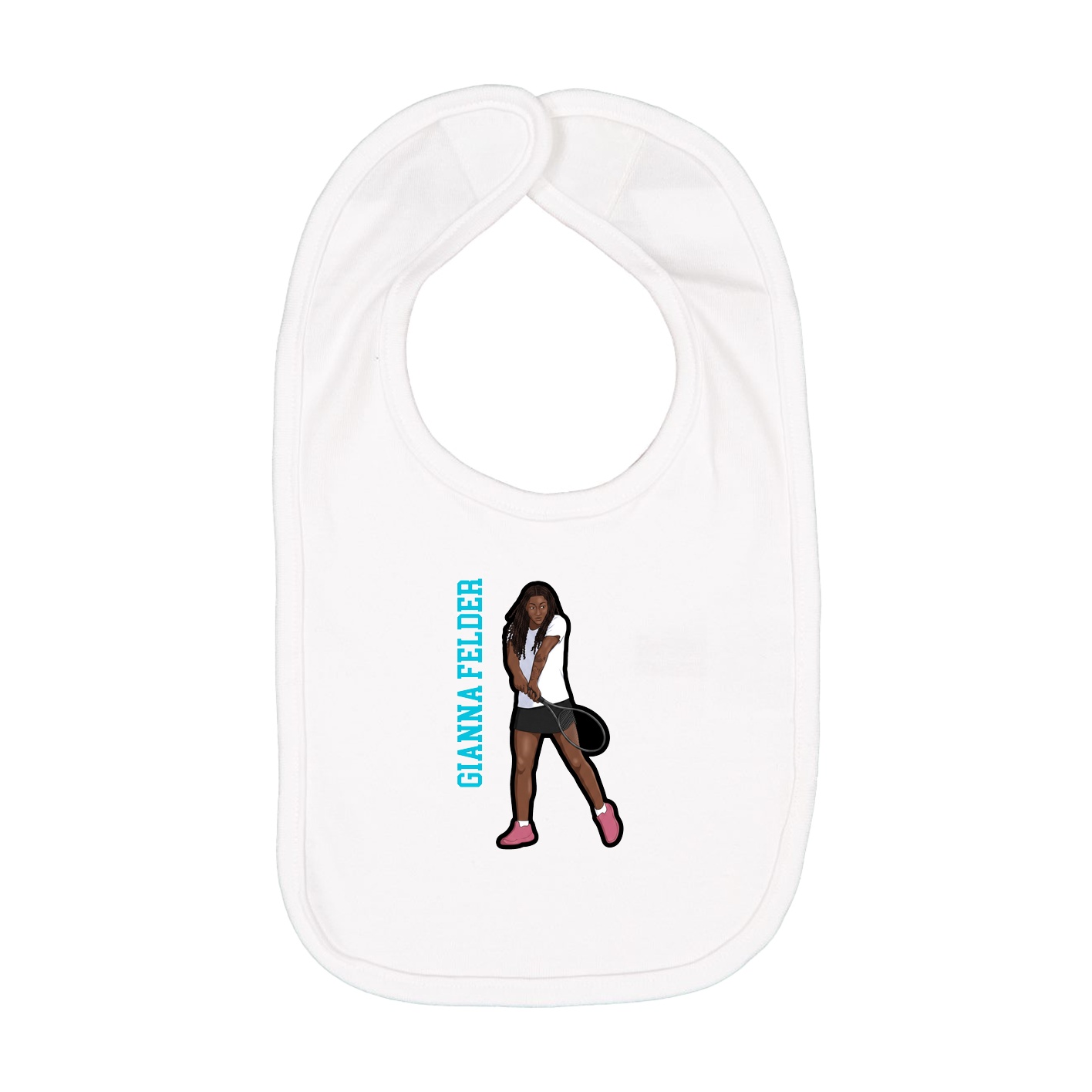 Infant Bib — Name Vertical in White