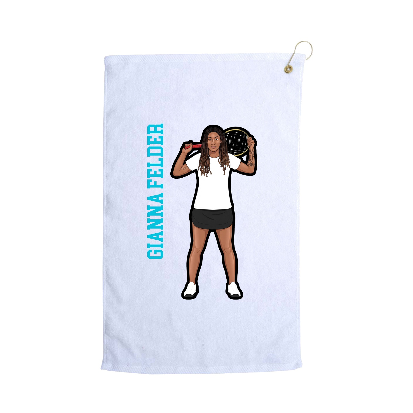 Golf Towel — Name Vertical in White