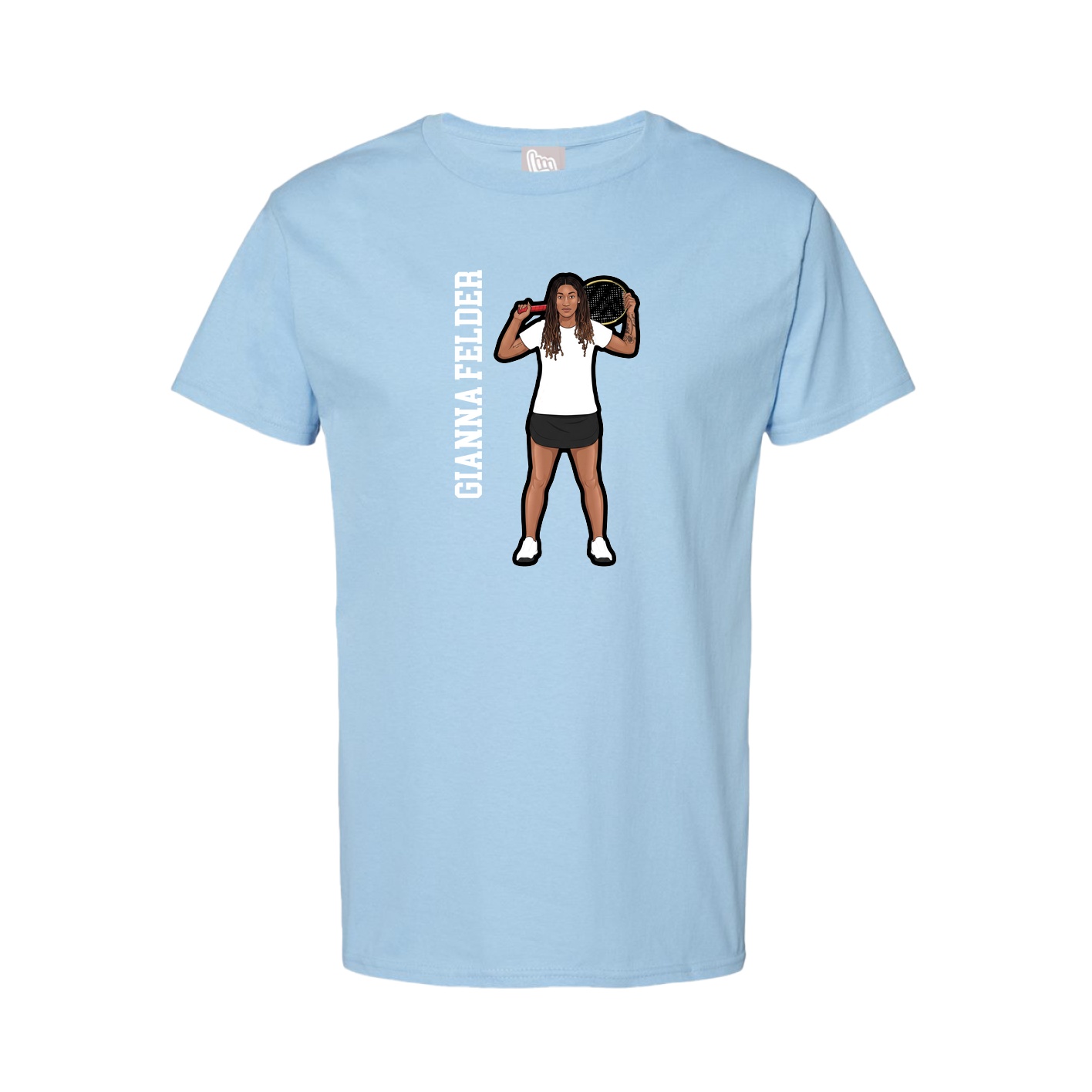Tee — Name Vertical in Light Blue