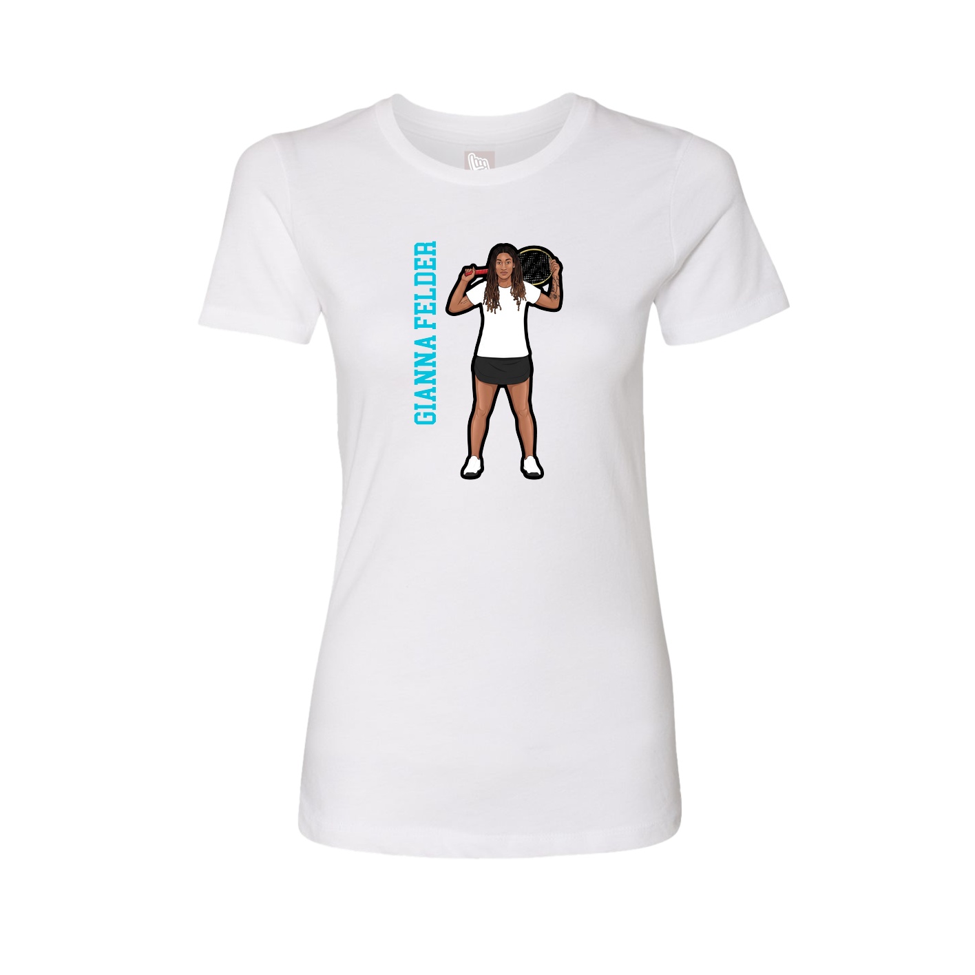 Fitted Women's Tee — Name Vertical in White