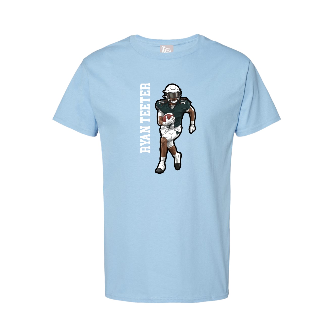 Tee — Name Vertical in Light Blue