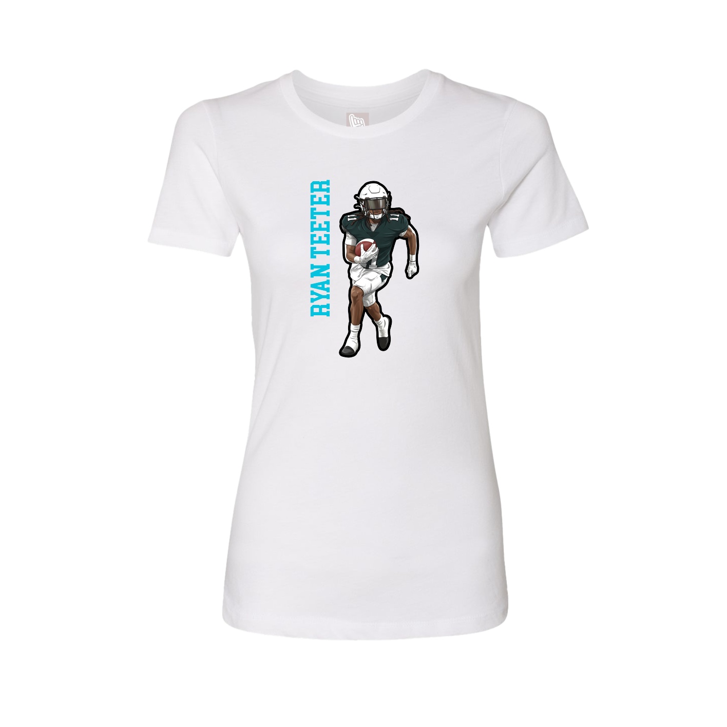 Fitted Women's Tee — Name Vertical in White